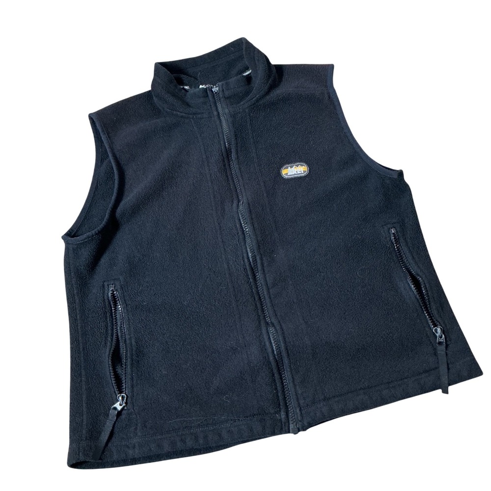 REI Polartec Fleece Full Zip Vest Womens M Black Gorpcore Outdoor Hiking USA